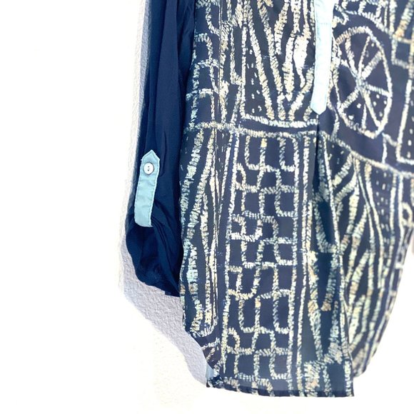 Anthropologie Tiny Brand Mixed Media Boho Printed Roll Tab Blouse Top - Picture 4 of 7